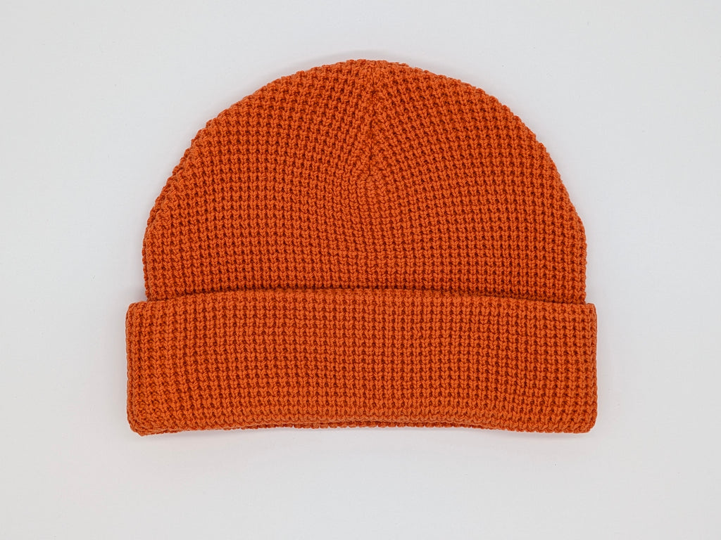 XL Waffle Beanie Hat - Orange