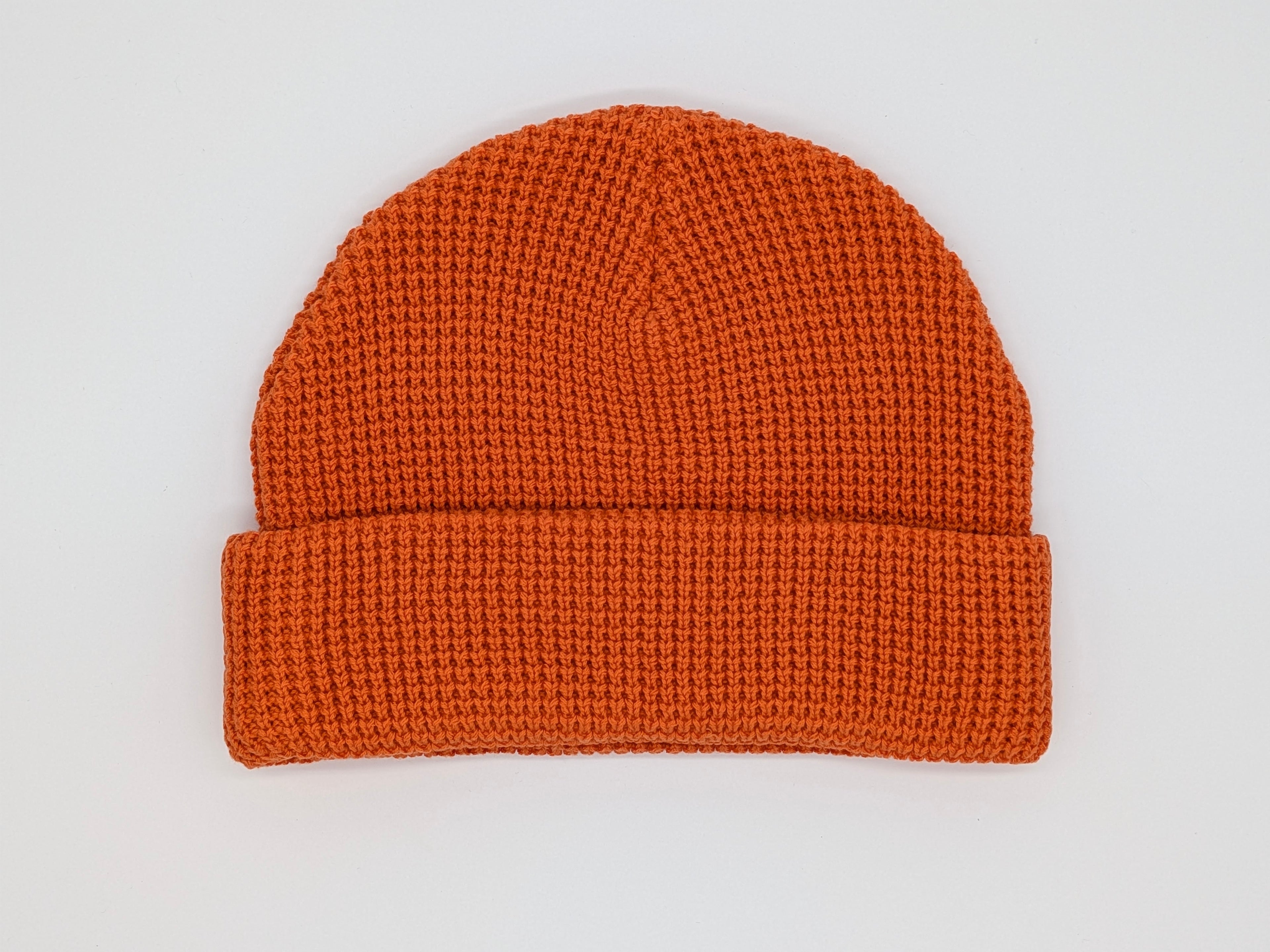 XL Waffle Beanie Hat - Orange